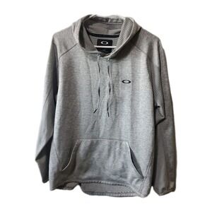 Oakley Sweatshirt Womens L Gray Black Pullover Hoodie‎ Jacket Striped Pockets